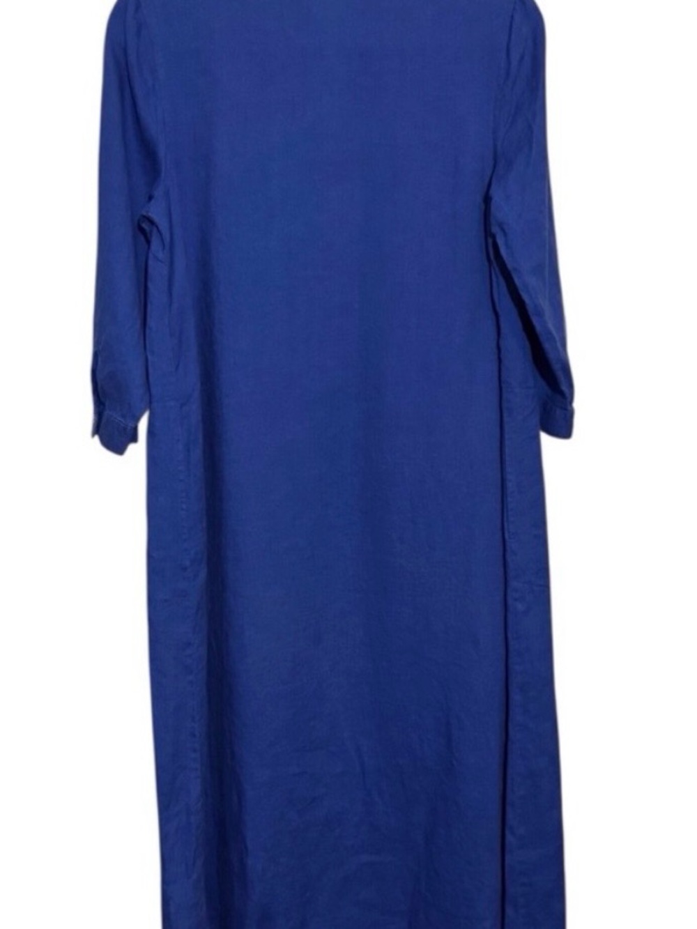 J. Jill Blue Love Linen Midi Dress Lagenlook Pockets Long Sleeve Blue Small - Picture 5 of 8